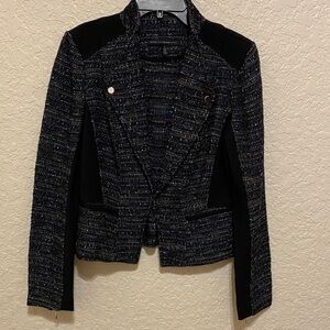 EUC White House Black Market Navy and Black Tweed Blazer Size 2